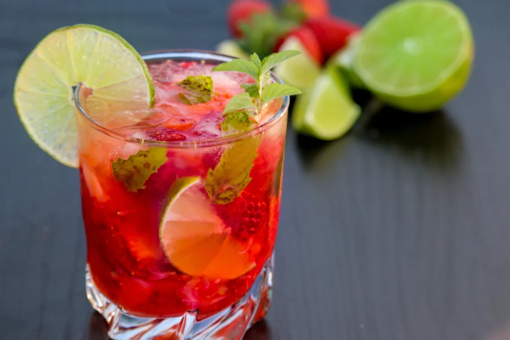 Raspberry rose poppi mocktail