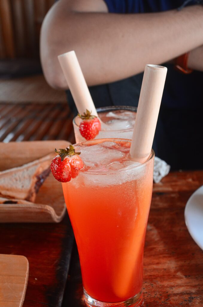 Diluted strawberry juice mocktail
