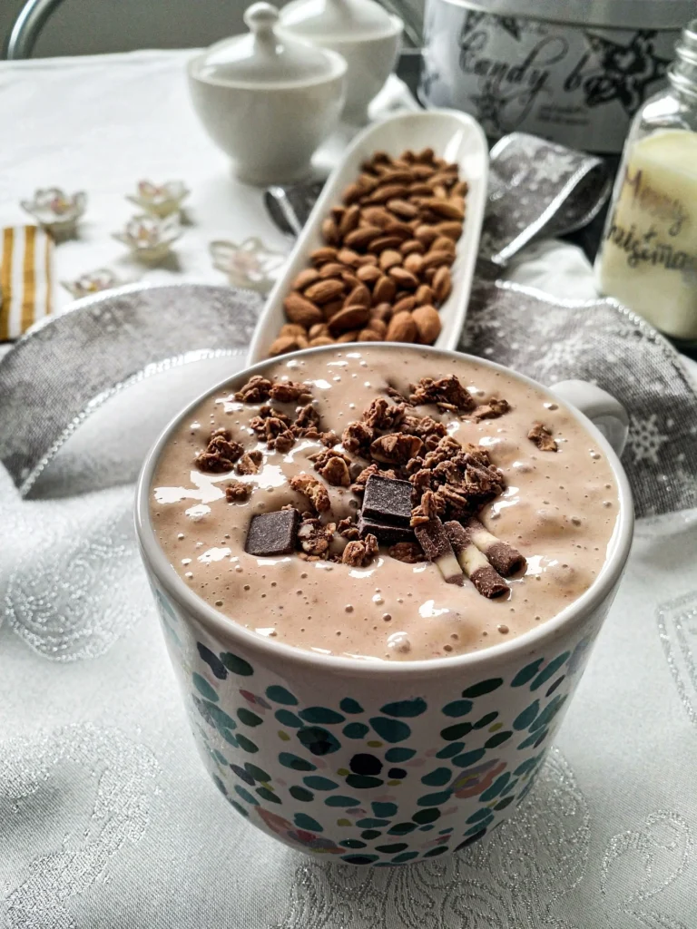 Choco chips in chocolate banana smoothie