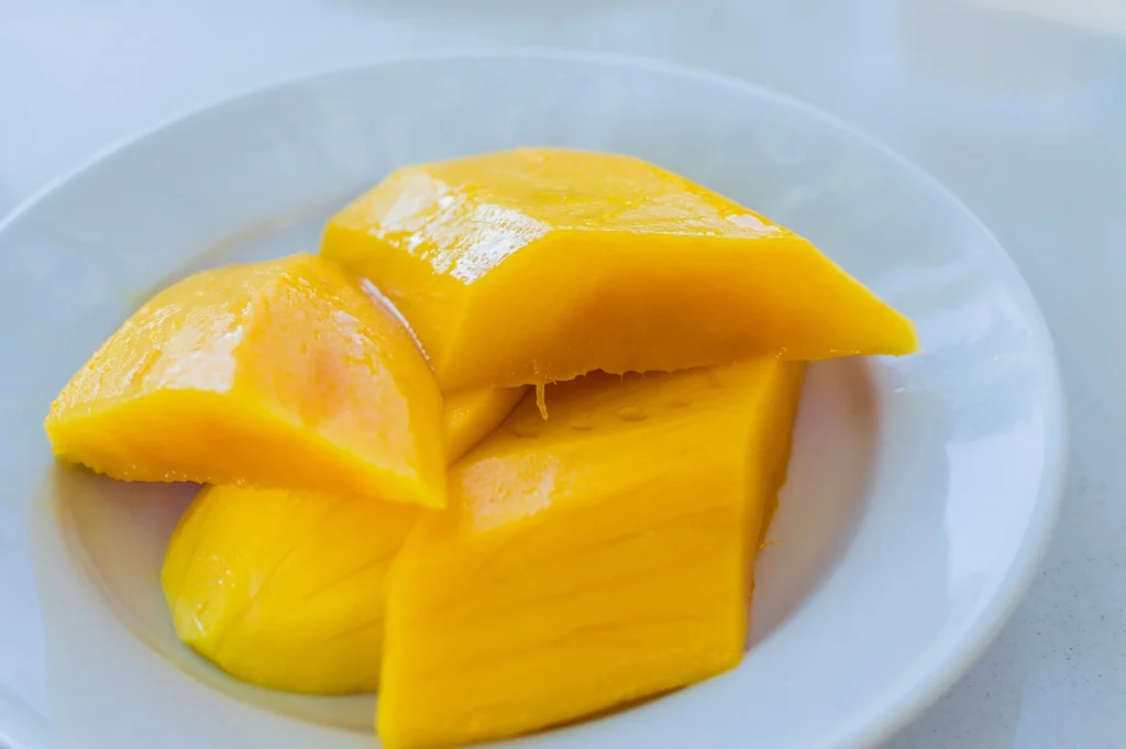 Mango slices for pineapple mango smoothie