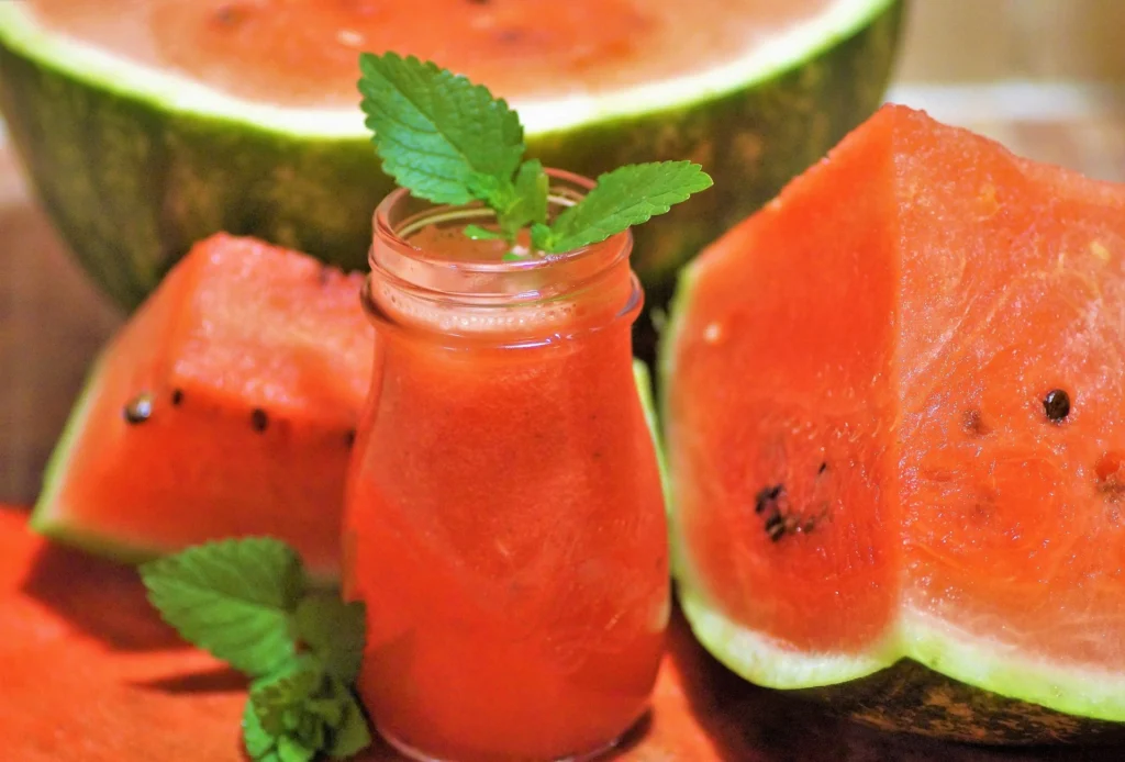 Freshly prepared watermelon cucumber drink